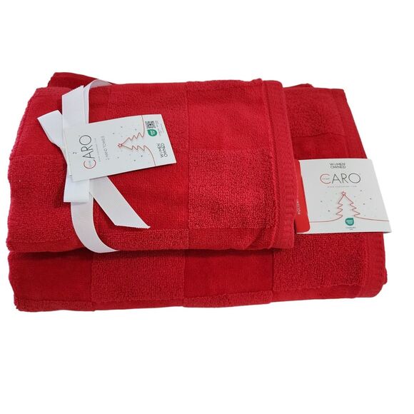 Caro Home 6pc Soft Touch Red Cotton Towel Set 2 Bath 2 Hand 2 Tip Quick Drying - Picture 4 of 15